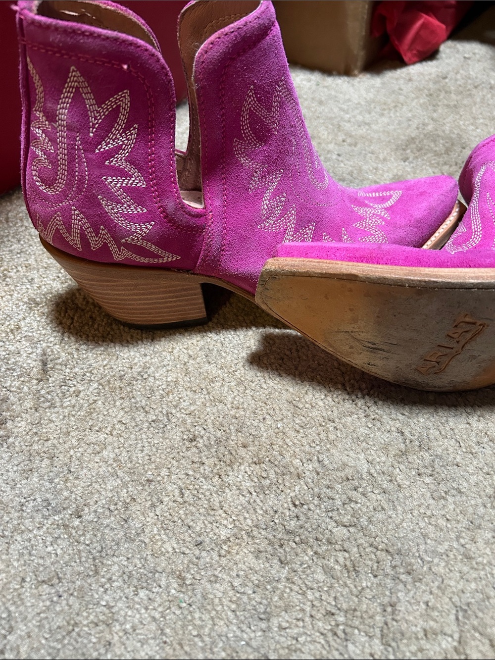 Ariat Fuchsia Suede Western Ankle Boots - Picture 5 of 5